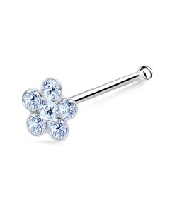 Stone Flower Silver Bone Nose Stud NSKD-11